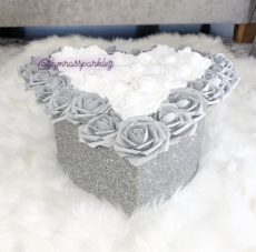 Fabric (3D) Glitter Heart Rose Boxes