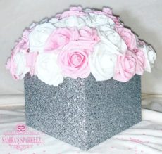 Fabric (3D) Glitter Square Rose Boxes