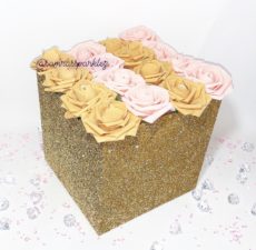 Fabric (3D) Glitter Square Rose Boxes